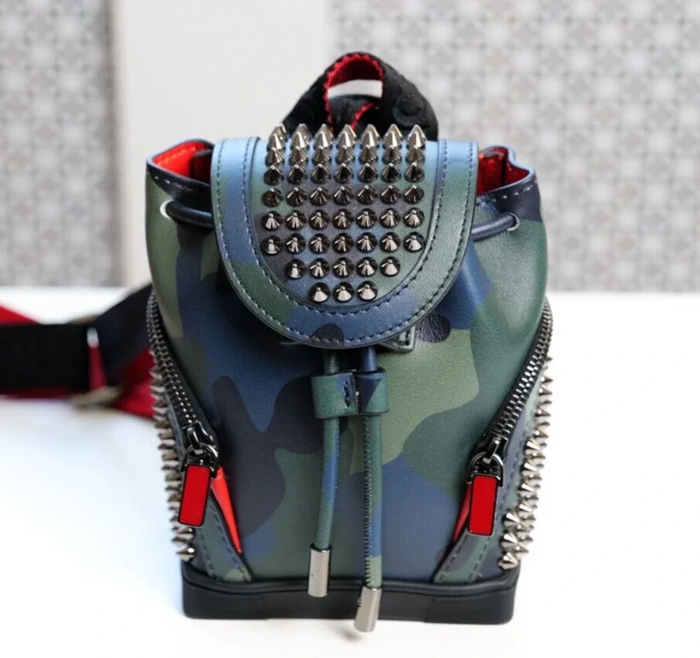 Christian Louboutin Explorafunk Keyring Camouflage Spiked Leather Mini Backpack
